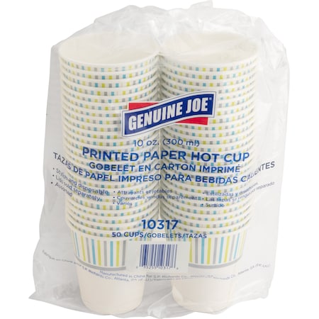 Hot Cup 10 Fl Oz Assorted Paper, PK50